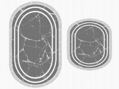 Other Accessories - 2-teiliges Badematten-Set mit ovalen Fransen, linear, Steingrau, Weiß 100260319 - Turkey