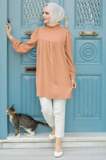 Clothes - Kamelfarbene Hijab-Tunika 100338142 - Turkey