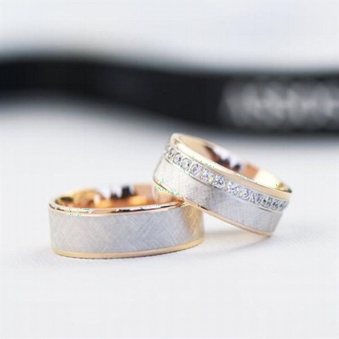 Wedding Ring - خاتم زواج فضي غير لامع الجزء الداخلي من الفضة الوردية 100347927 - Turkey