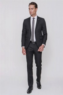 Men Clothing - Men Black Torino Slim Fit Slim Fit Jacquard Patterned 6 Drop Suit 100350798 - Turkey