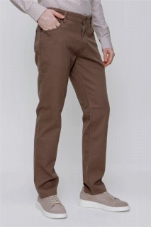 Men's Light Brown Cotton Straight Dynamic Fit Comfortable Fit 5 Pocket Trousers 100350750