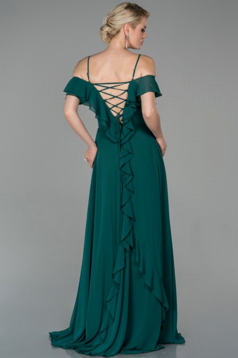 Evening Dress Long Straps Chiffon Evening Dress With Low-Cut Back Sleeve Detailed 100296523