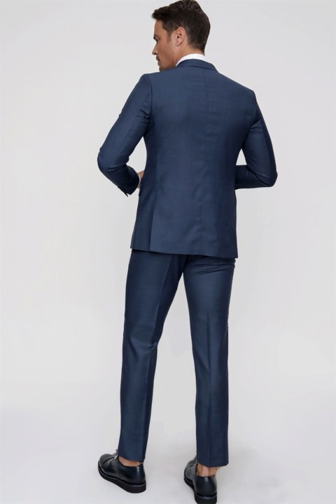 Men's Navy Blue Filafil Dynamic Fit Relaxed Fit Straight 6 Drop Suit 100351482