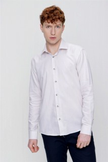 Men's Beige Cotton Oxford Plain Slim Fit Slim Fit Collar Shirt 100350764