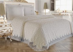 Pike Cover Sets - Dowry Land French Guipure Lisa Blanket Set Cream 100257550 - Turkey