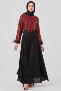 Daily Dress - Women's Sleeves Tasseled Sequined Sequin Evening Dress 100342703 - Turkey
