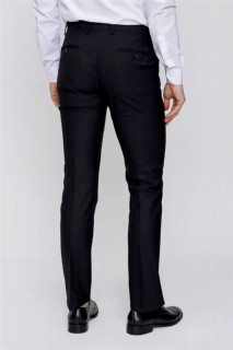 Men Black Basic Straight Slim Fit Slim Fit Trousers 100351297