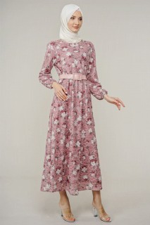 Daily Dress - Women's Floral Patterned Long Dress 100326025 - Turkey