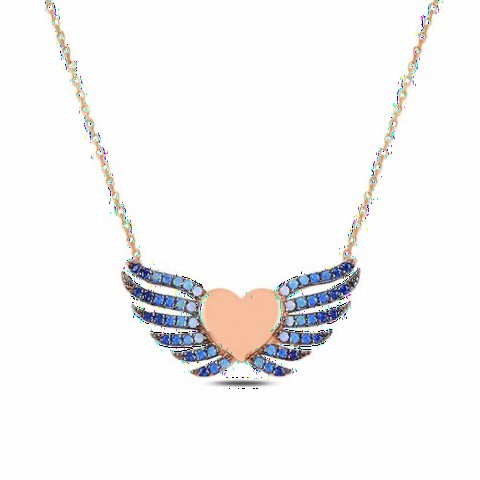 Wing Motif Heart Model Women's Sterling Silver Necklace 100347073