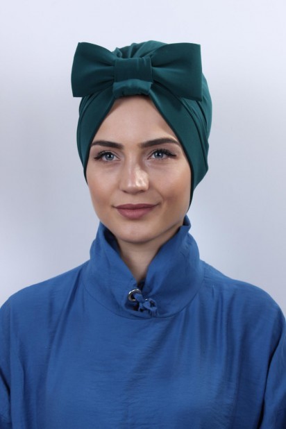 Lavanderose Style - Reversible Bonnet Emerald Green with Bow 100285303 - Turkey