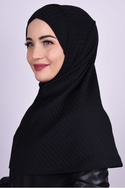 Cross Bonnet Knitwear Hijab Black 100285231