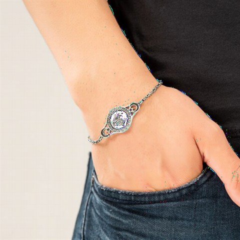 Ottoman Tugra Embroidered King Silver Bracelet 100349419