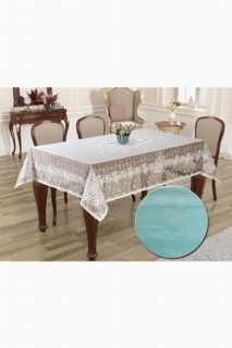 Knitted Panel Pattern Rectangle Table Cloth Sultan Turquoise 100259271