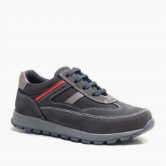 Kids - Genuine Leather Gray Lace up Boy's Sport Shoes 100278805 - Turkey