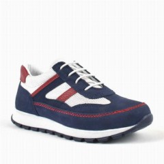 Genuine Leather Lace Up Navy Blue Children's Sports School Shoes 100278827