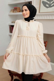 Tunic - Cremefarbene Hijab-Tunika 100341205 - Turkey