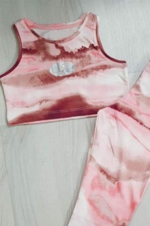 Girls' Zero Sleeve Crop Pink Sport Tights Suit 100327855