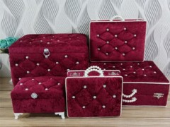 Dowry Products - Avangarde Plain 5 Pcs Dowery Chest Set Claret Red 100344870 - Turkey