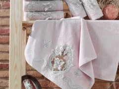 Dowry Towel - French Guipure Butterfly Dowry Bamboo Towel Powder 100259756 - Turkey