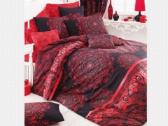 Bedding - Ensemble housse de couette double 100% coton Ottoman Rouge 100257688 - Turkey