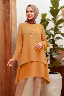 Clothes - Kamelfarbene Hijab-Tunika 100339771 - Turkey