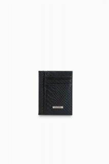 Wallet - Guard Kartenetui aus schwarzem Leder mit Pythonmuster 100346068 - Turkey