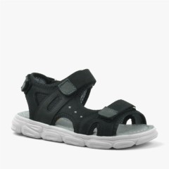 Boy Shoes - Flint Genuine Leather Black Kids Sandals 100352425 - Turkey