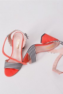 Zalissie Orange Line Patterned Heeled Shoes 100342820