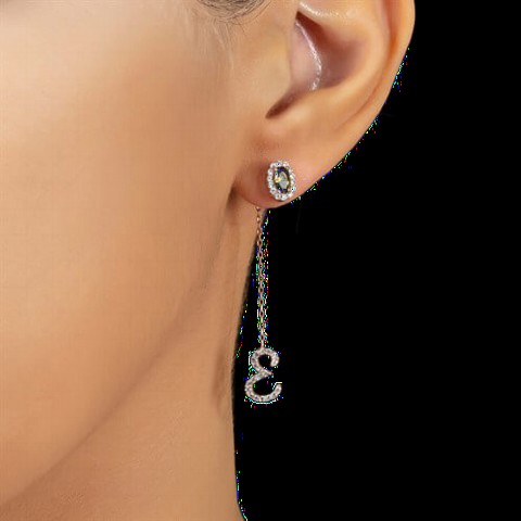 Earrings - August Birth Stone Cabochon Cut Silver Earrings 100350178 - Turkey