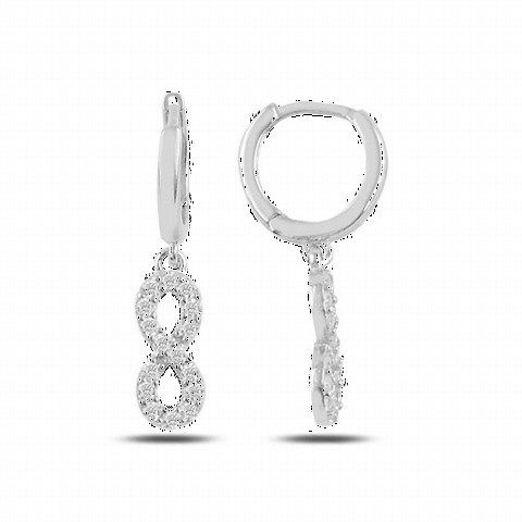 Infinity Model Silver Earrings With Zircon Stone 100347516