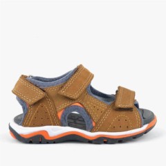 Genuine Leather Tan Orange Boy's Velcro Sandals 100278869