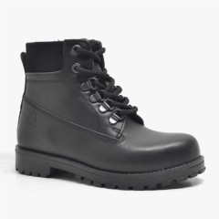 Boots -  Bottes d'hiver noires en cuir véritable à fermeture éclair pour enfants 100278746 - Turkey