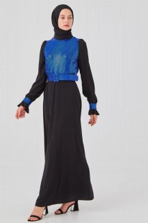 Daily Dress - Women's Sleeves Ruffle Detailed Sequin Evening Dress 100342701 - Turkey