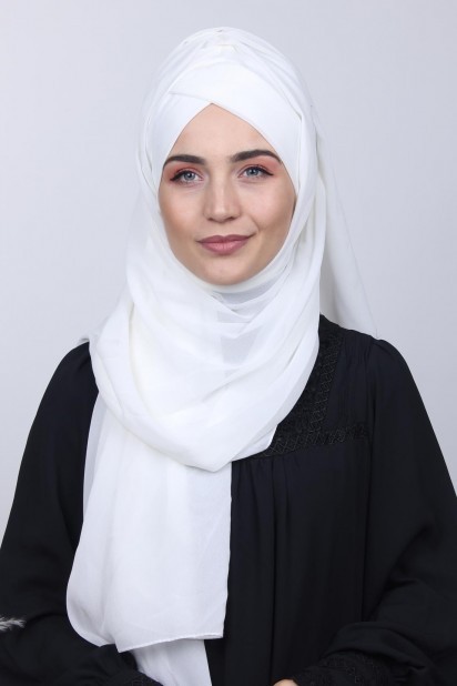 Ready to wear Hijab-Shawl - Bonnet Châle Ecru - Turkey