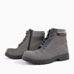 Gray Furry Boots Genuine Leather Neson Series 100278819