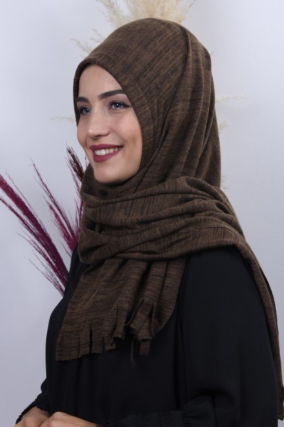 Knitwear Practical Hijab Shawl Brown Melange 100282920