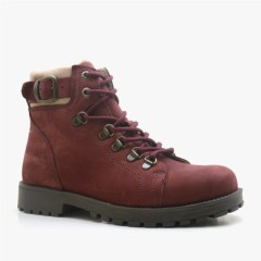 Boots - Griffon Bottes à glissière en cuir véritable rouge foncé petite taille 100278677 - Turkey