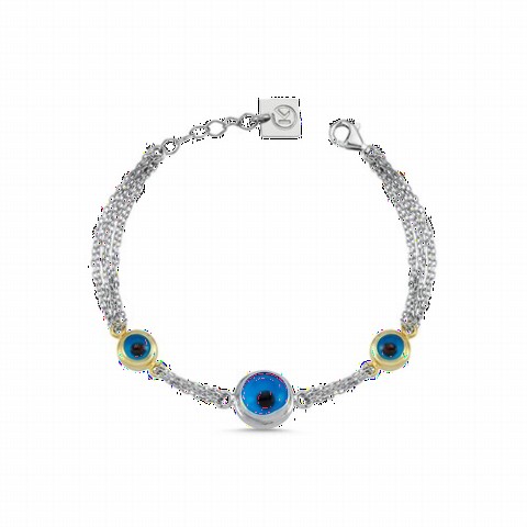 Evil Eye Beaded Women's Silver Bracelet 100347293