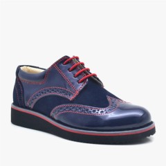 Sport - Hidra Patent Leather Suede Flat Shoe for Boys 100278540 - Turkey