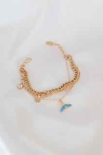 Jewelry & Watches - Fish Tail Figure Zircon Stone Detail Multi Gold Color Women's Bracelet 100327677 - Turkey