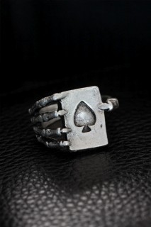 Silver Rings 925 - Adjustable Spades Playing Card Model Men's Ring 100319544 - Turkey