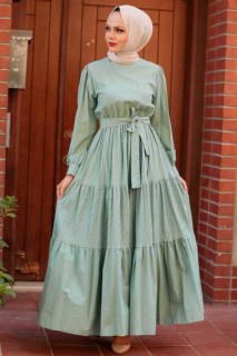 Daily Dress - Almond Green Hijab Dress 100338442 - Turkey