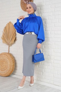 Clothes - Women's Waist Elastic Lycra Pencil Skirt 100342671 - Turkey
