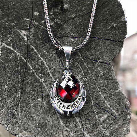 Necklace - Moon Star Model Stone Special Operations Silver Necklace 100348298 - Turkey