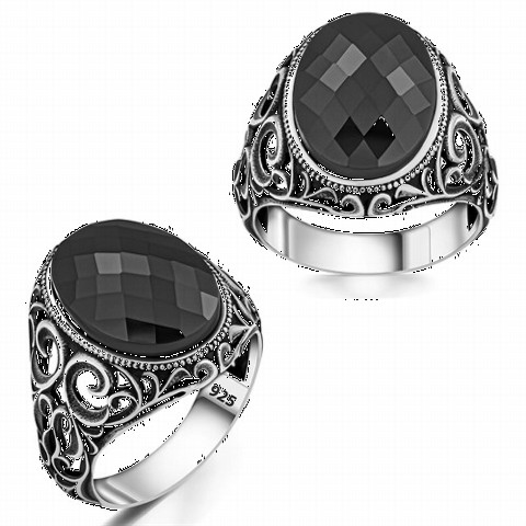 Ottoman Patterned Zircon Stone Silver Ring 100350240