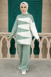 Outwear - طقم مزدوج من تريكو حجاب النعناع 100345015 - Turkey