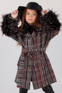 Girl Child's Crocheted Shearling Cachet Coat Leather Leggings Suit 100351622