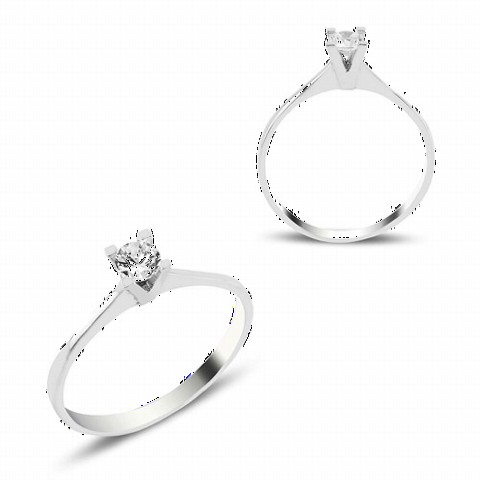 Elegant Solitaire Silver Ring 100346920