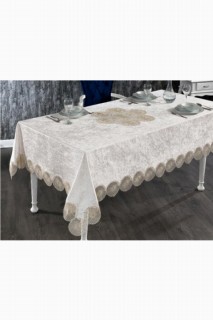 Elis French Guipure Velvet Table Cloth Cappucino 100351640