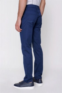 Men's Sax Blue Summer Dobby Cotton 5 Pockets Dynamic Fit Casual Fit Trousers 100350867